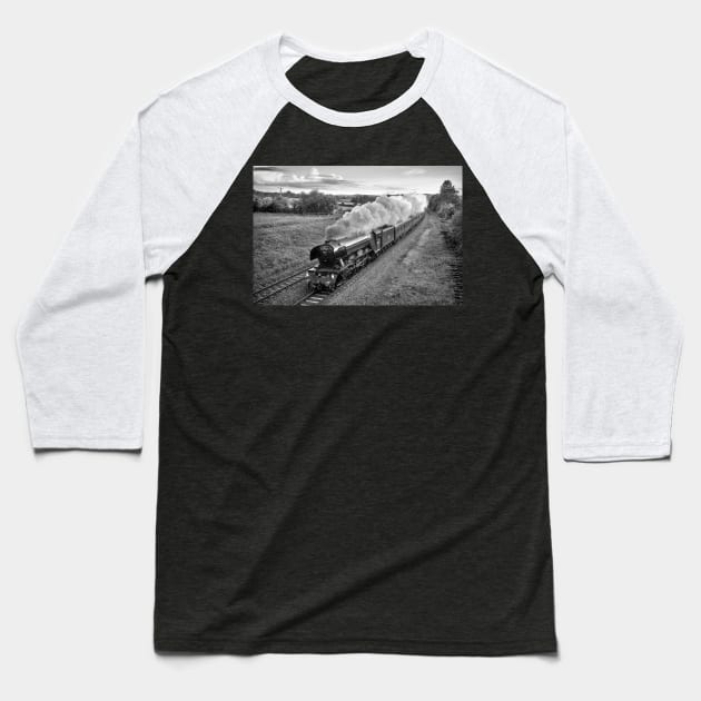 Flying Scotsman - Black and White Baseball T-Shirt by SteveHClark